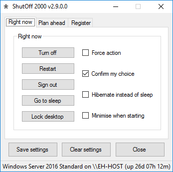Screen shot of ShutOff 2000 v2.9.0