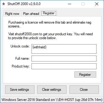 Screen shot of ShutOff 2000 v2.9.0